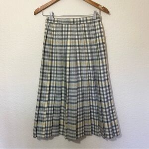 Vintage Plaid Gray and Yellow Wool Skirt